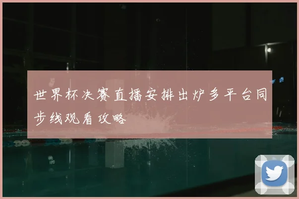 世界杯决赛直播安排出炉多平台同步线观看攻略