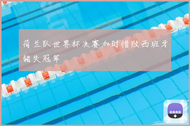 荷兰队世界杯决赛加时惜败西班牙错失冠军